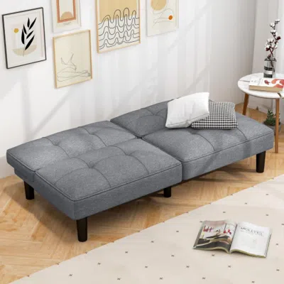 Hivvago Convertible Folding Futon Sofa Bed With 6-position Adjustable Backrest-gray