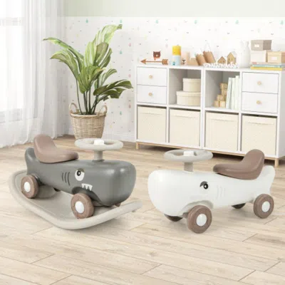 Hivvago Convertible Rocking Horse And Sliding Car With Detachable Balance Board-dark Gray In Multi