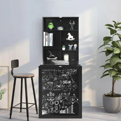 Hivvago Convertible Wall Mounted Table With A Chalkboard-black