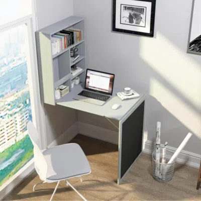 Hivvago Convertible Wall Mounted Table With A Chalkboard-gray
