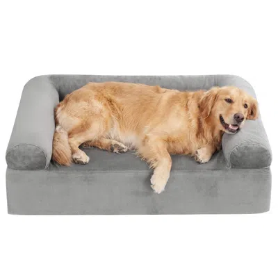 Hivvago Cooling Gel Memory Foam Dog Bed For Medium Dogs With Washable Cover In Grey