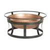 Hivvago Copper Finish Fire Pit With Black Iron Stand Grate And Fire Poker In Multi