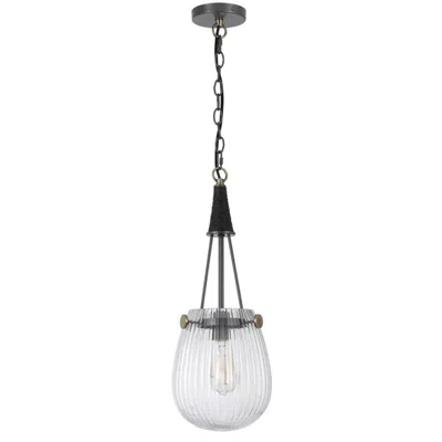 Hivvago Cora 8 Inch Pendant Light W Gray Gold Chain, Fluted Raindrop Glass
