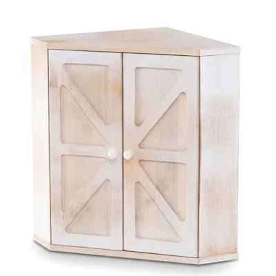 Hivvago Corner Bread Box For Kitchen Counter Bamboo Double Layer Breadbox Organizer In Neutral