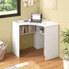 Hivvago Corner Computer Desk Triangle Home Office Desk With Adjustable Shelf And Arc-shaped Profile-white