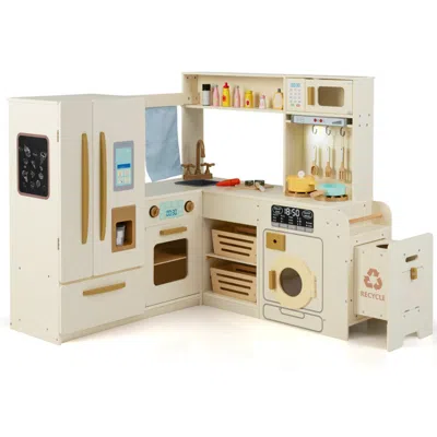 Hivvago Corner Play Kitchen With Lights And Sounds For Ages 3+ In White