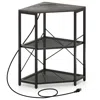 Hivvago Corner Printer Stand With Power Outlet 3-tier Storage Rack With Adjustable Shelf