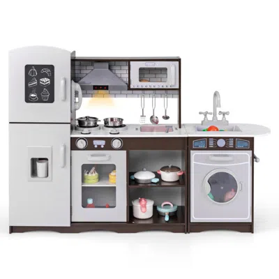 Hivvago Corner Toy Kitchen Set With Light With Sounds Interactive In Gray