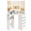 Hivvago Corner Vanity Desk With 3-color Led Lighted Mirror And Power Outlet