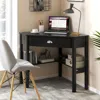 Hivvago Corner Wooden Piece Laptop Computer Desk-black