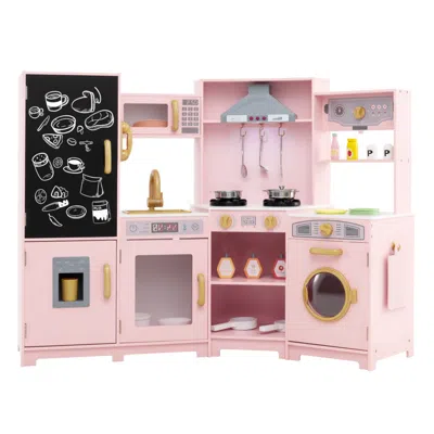 Hivvago Corner Wooden Play Kitchen With Lights And Sounds Large Pretend Play Kitchen Set