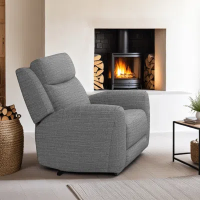 Hivvago Cory Manual Recliner Chair, Contour Armrests, Solid Wood, Gray Polyester