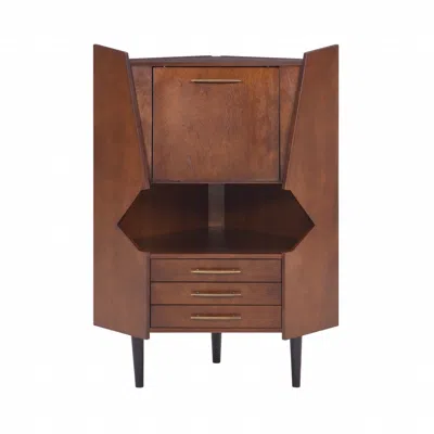 Hivvago Cosmo Brown And Black Corner Bar Cabinet