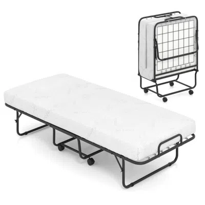 Hivvago Cot Size Folding Bed Frame With Memory Foam Mattress And Metal Frame