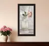 Hivvago Cottage Peach Roses Black Framed Print Wall Art In Black