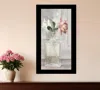 Hivvago Cottage Peach Rose Black Framed Print Wall Art In Black