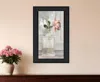 Hivvago Cottage Peach Rose Black Framed Print Wall Art In Black