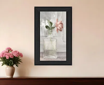 Hivvago Cottage Peach Rose Black Framed Print Wall Art