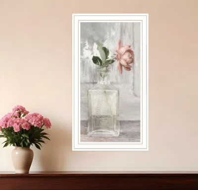 Hivvago Cottage Peach Rose White Framed Print Wall Art