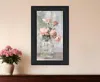 Hivvago Cottage Peach Roses Black Framed Print Wall Art In Black