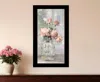 Hivvago Cottage Peach Roses Black Framed Print Wall Art In Black