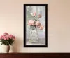 Hivvago Cottage Peach Roses Black Framed Print Wall Art In Black