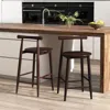 Hivvago Counter Height Bar Chair Set With Acacia Wood Frame And Supporting Legs-brown