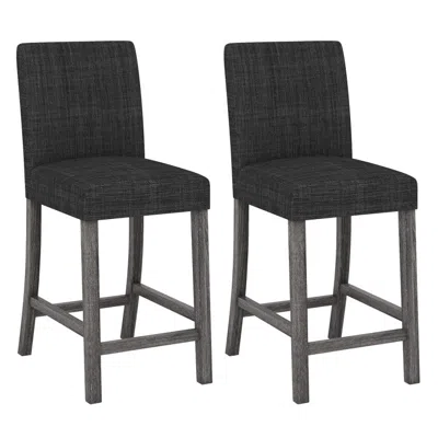 Hivvago Counter Height Bar Stools Set Of 2 With Back And Footrest