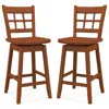 Hivvago Counter Height Barstools Set Of 2 With 6-grid Hollow Back And Seat-white