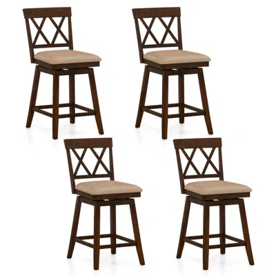 Hivvago Counter Height Barstools Set Of 4 With Backrest And Upholstered Seat Cushion