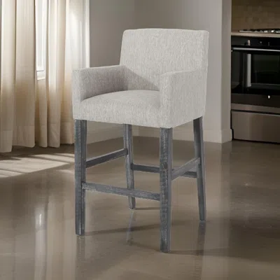 Hivvago Counter Height Chair Set Of 2, H-frame Base, Rubberwood, Light Gray Fabric