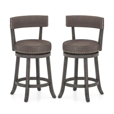 Hivvago Counter Height Chairs With 360â° Swivel Seat And Rubber Wood Frame-24 Inches In Gray