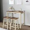 Hivvago Counter Height Pub Table With 2 Saddle Bar Stools
