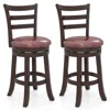 Hivvago Counter Height Swivel Barstools Set Of 2 With Faux Leather Seat And Wrap-around Footrest-24 In Brown