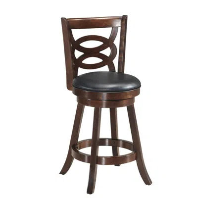 Hivvago Counter Height Upholstered Espresso Swivel Dining Chair With Cushion Seat-29 Inch