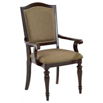 Hivvago Counter Height Wooden Arm Chair With Turned Legs, Set Of 2, Beige & Brown