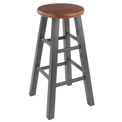 Hivvago Counter Stool Rustic Gray And Teak