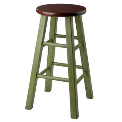 Hivvago Counter Stool Rustic Green And Walnut