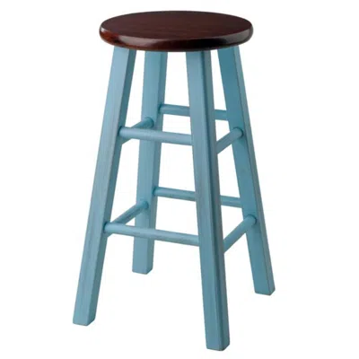 Hivvago Counter Stool Rustic Light Blue And Walnut