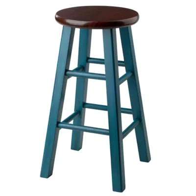 Hivvago Counter Stool Rustic Teal And Walnut In Blue