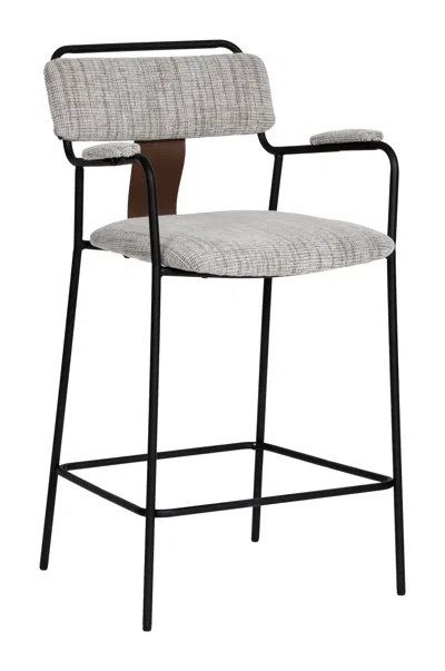 Hivvago Couva Counter Stool (set Of 2) Gray Tweed In Black