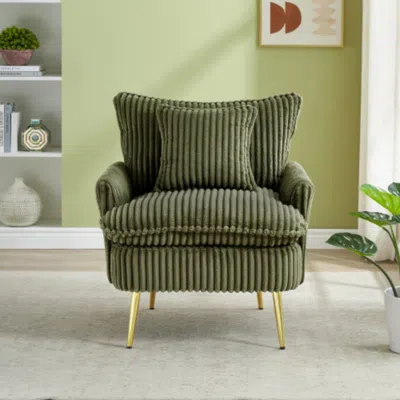 Hivvago Cozy Green Coarse Corduroy Single Chair