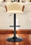 Hivvago Cream And Black Faux Leather With Metal Swivel Adjustable Height Bar Chair In Black