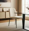 Hivvago Cream And Black Upholstered Boucle And Metal Dining Side Chair