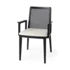 Hivvago Cream And Black Upholstered Fabric Dining Arm Chair In Gray