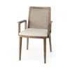 Hivvago Cream And Brown Upholstered Fabric Dining Arm Chair In Gray