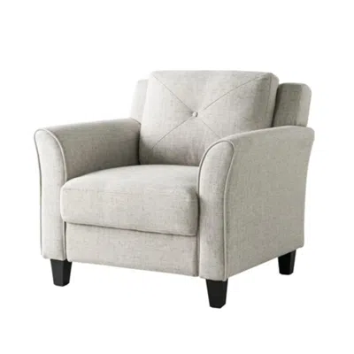 Hivvago Cream Microfiber Upholstered Chair Armchair With Button Tufted Back Cushion In Neutral