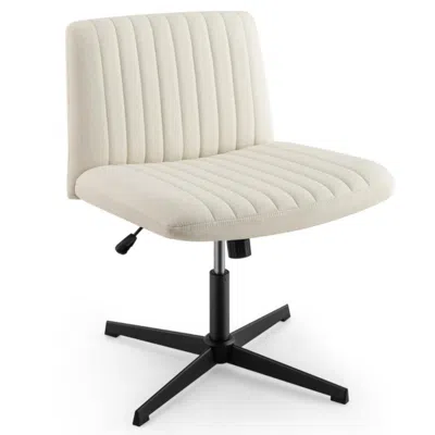 Hivvago Criss Cross Legged Chair No Wheels 120â° Rocking Adjustable Height-beige In Neutral