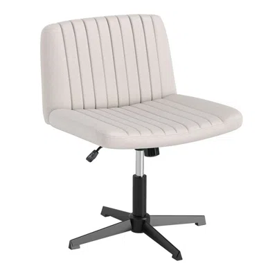 Hivvago Criss Crossegged Swivel Desk Chair No Wheels In Neutral