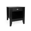 Hivvago Crown Bedside Nightstand, 21 Inch, 1 Drawer And Open Shelf, Black Mdf